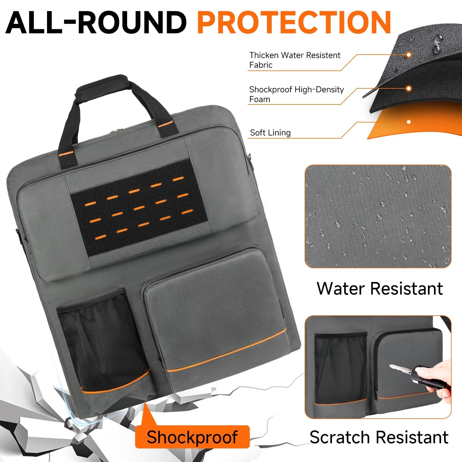 Padded Solar Panel Storage Bag for Camping & RV, Fits Jackery/Anker, Gray