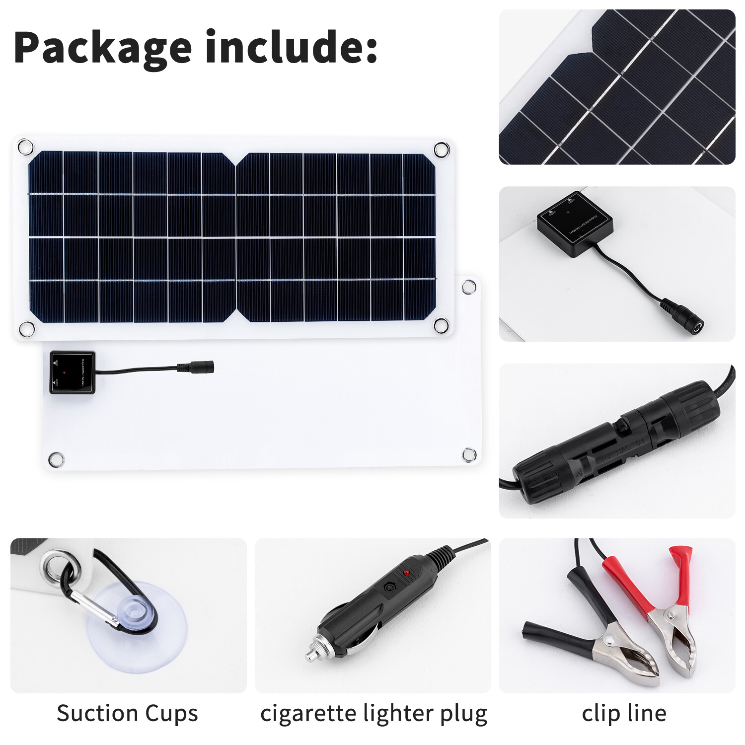 10W 12V Dual USB Solar Panel Battery Charger Kit Car Boat W/Cable & Controller