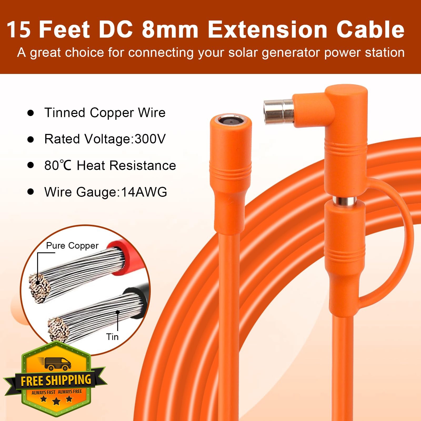 MOOKEERF 15FT Solar Panel Extension Cable