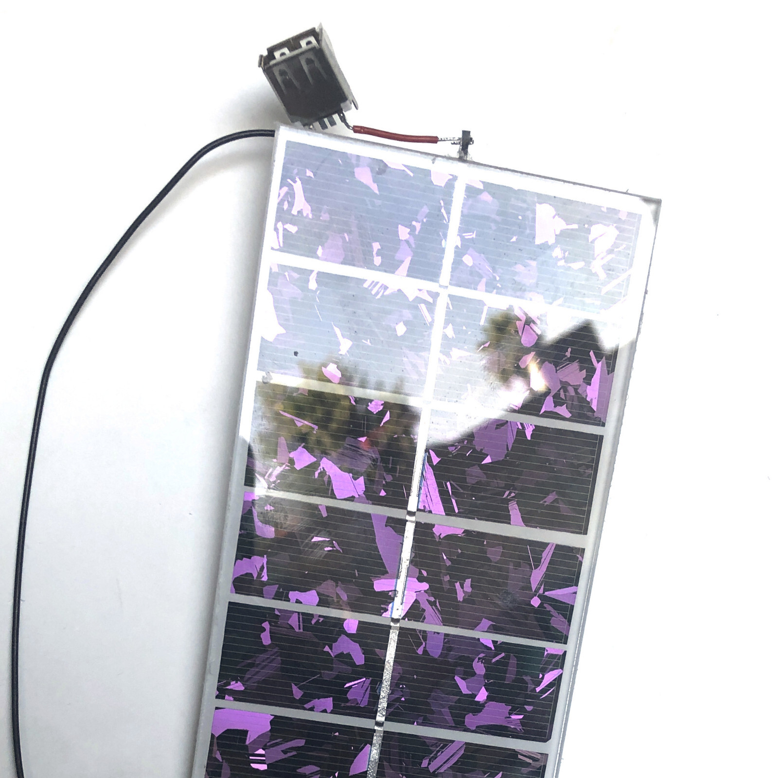 *BLUE* crystal mini-solar panel DIY 5v with USB pigtail Tempered hard glass