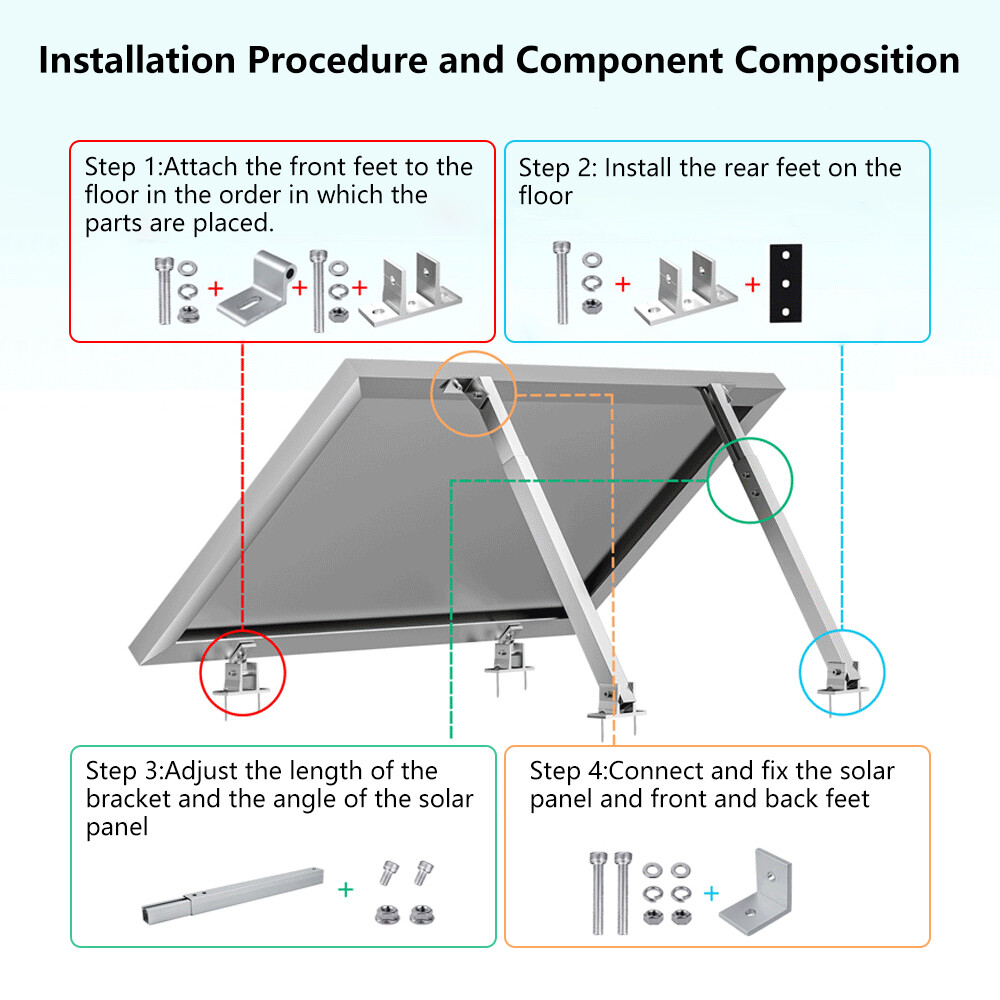Adjustable Solar Panel RV Tilt Mount Brackets Set Mounting Bracket Stand Systems