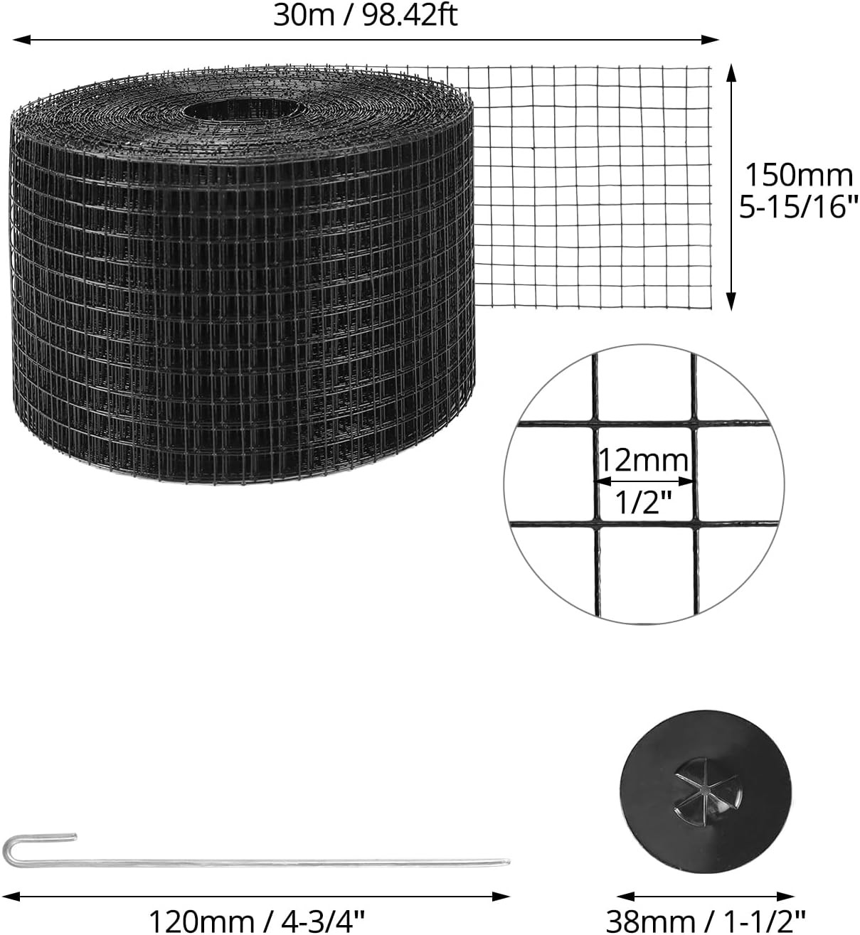 6″ X 100′ Solar Panel Roof Protection Net, 1/2 Inch Mesh for Perimeter Protectio