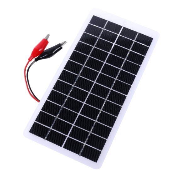 5W 12V polycrystalline silicon solar panel with clip can charge 9-12V batteries
