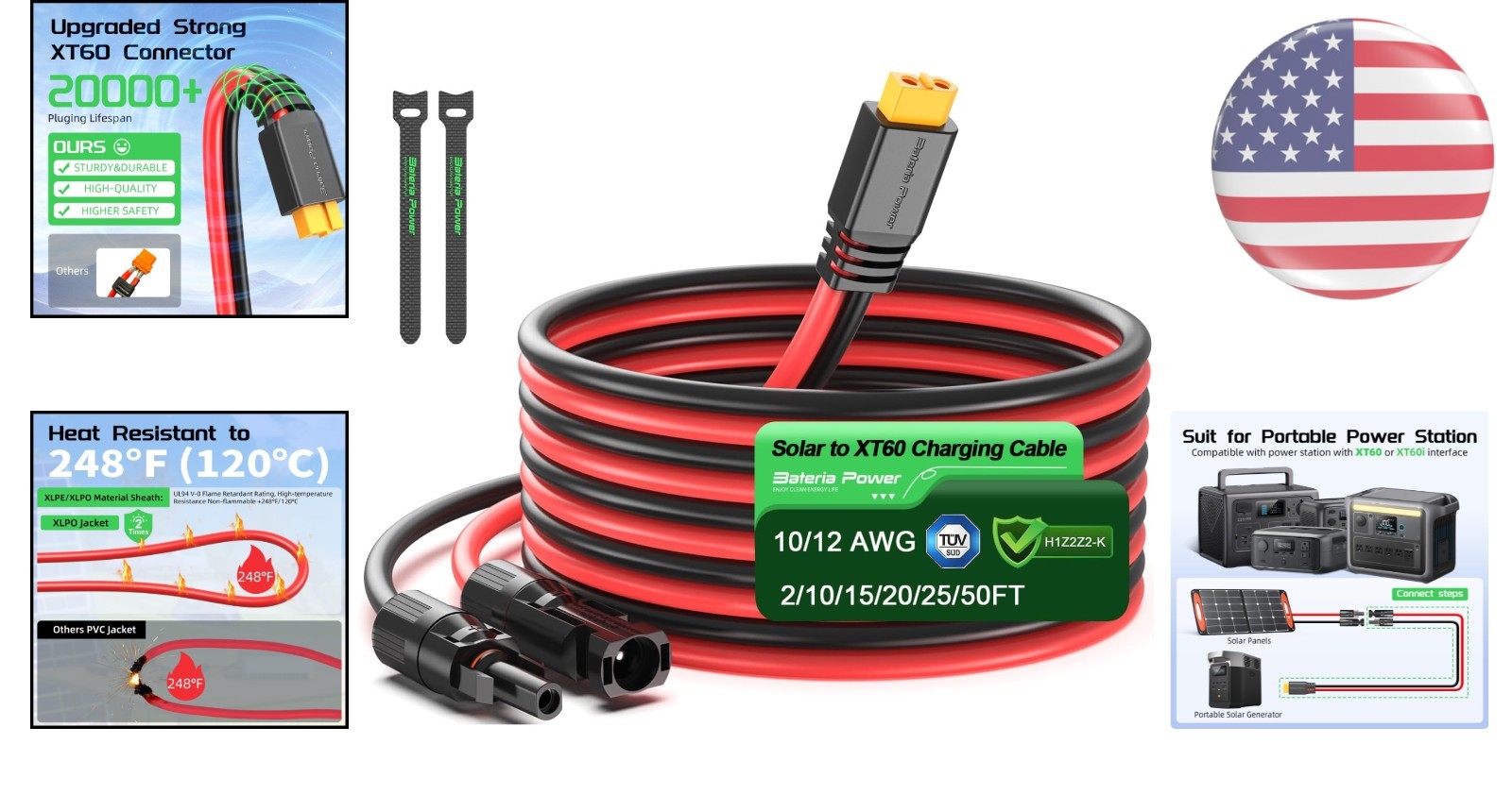 High-Performance 10FT XT60 Connector Cable – Durable Solar Power Solution