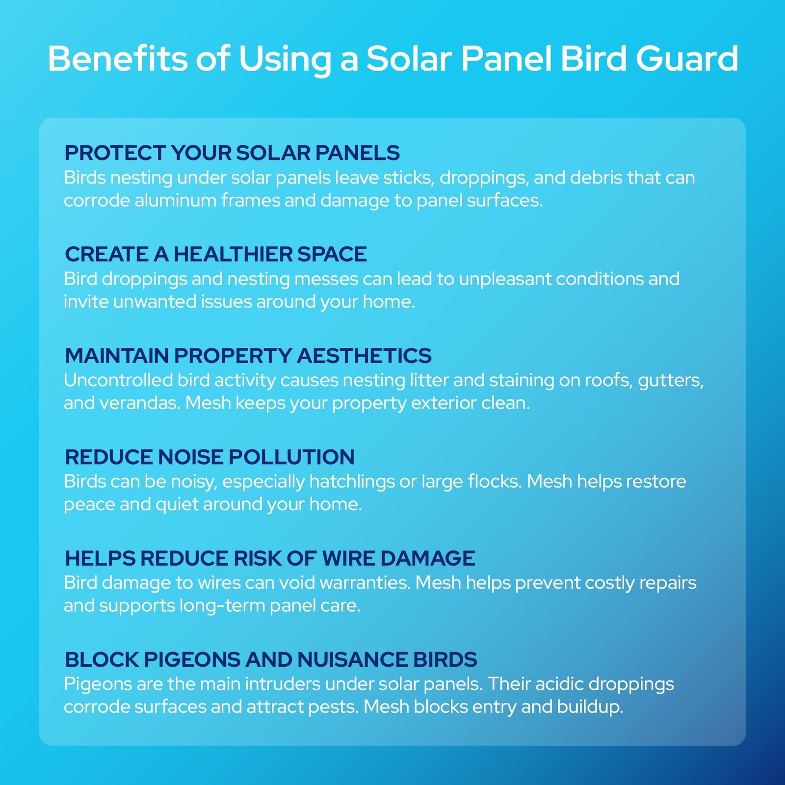 KASTLITE Solar Panel Bird Guard Mesh Kit – PVC Coated Galvanized Wire Screen wit