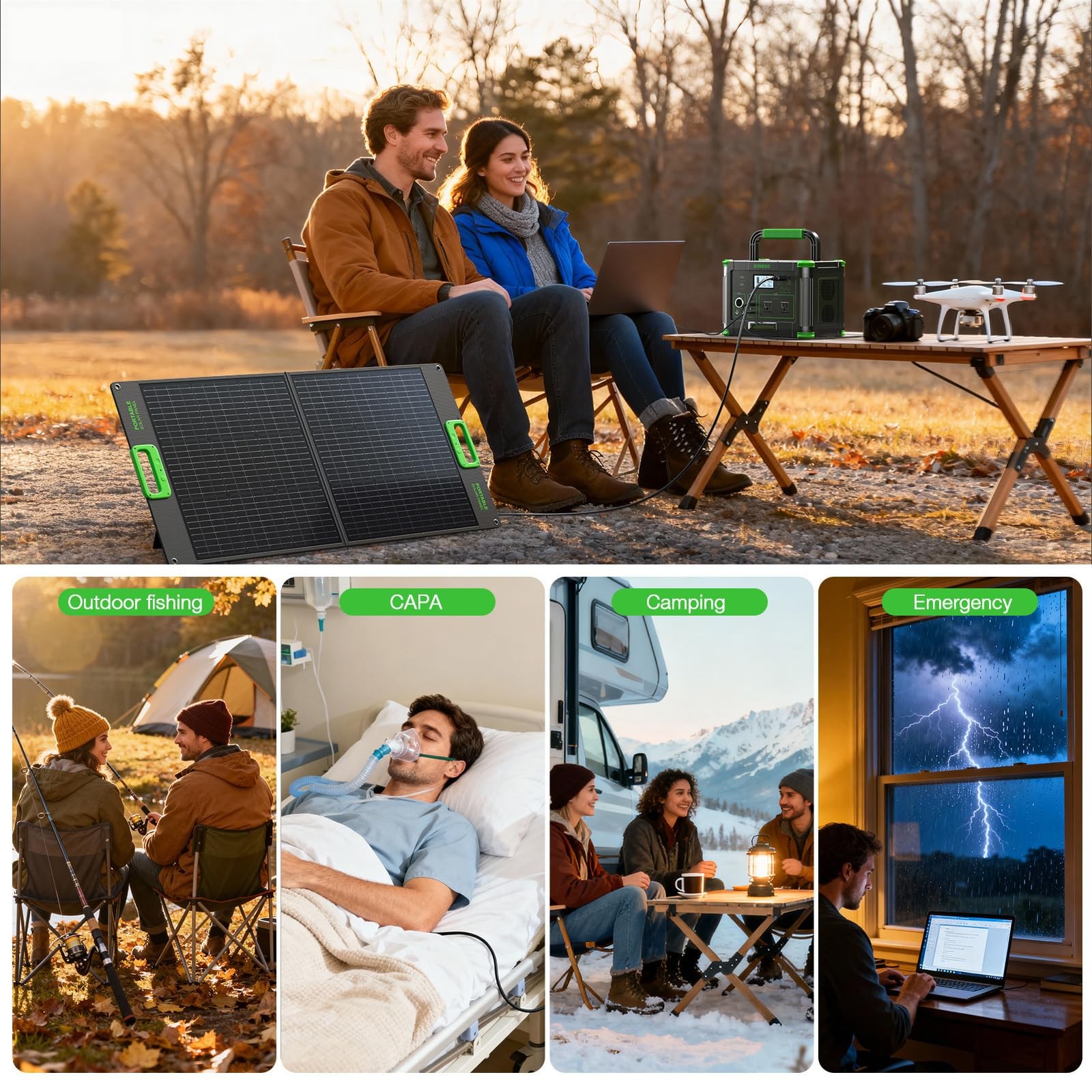500W Portable Power Station, 519.48Wh Outdoor Solar Generator, 10-Port Powerh…
