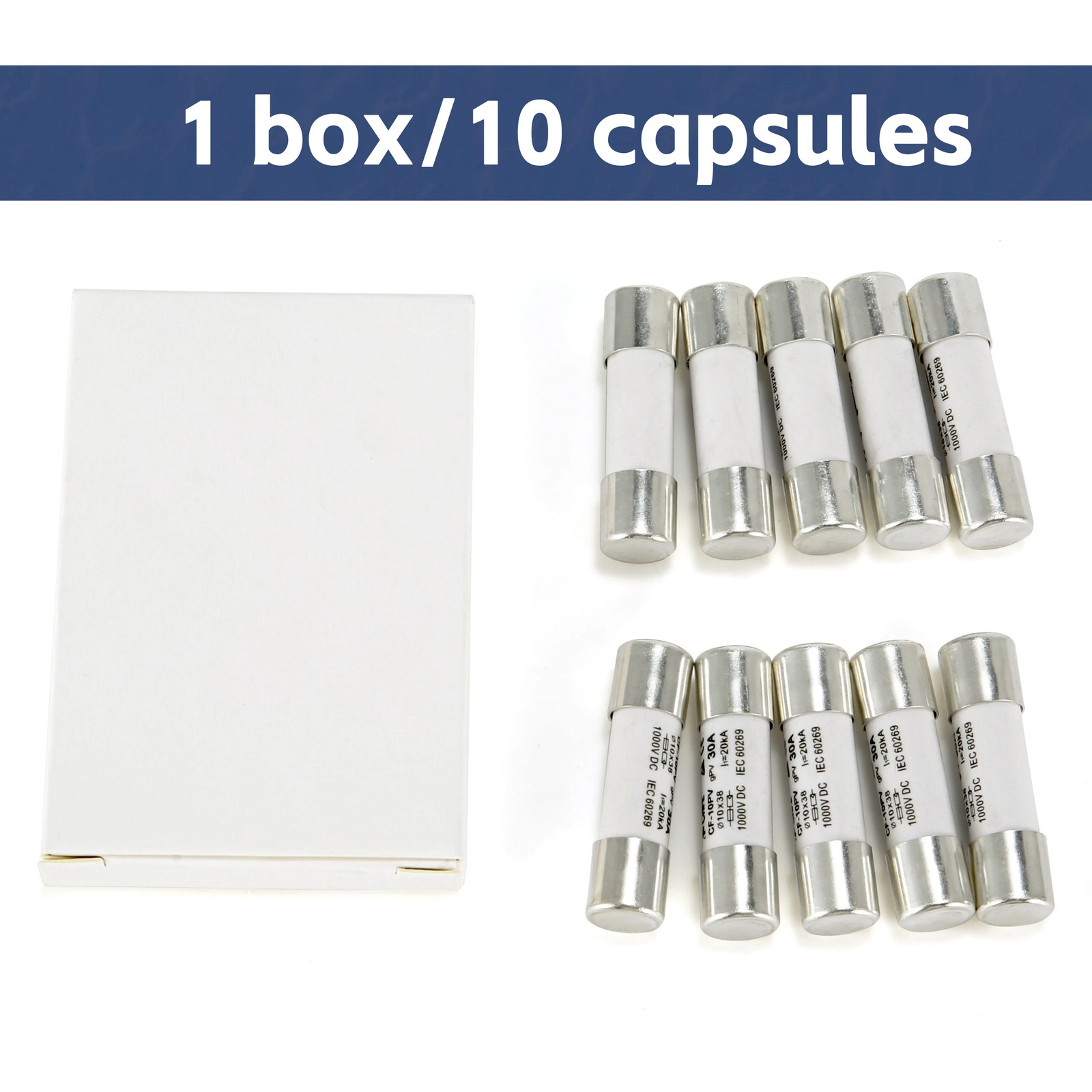 10PCS DC Fuse gPV 10x38mm 1000V 10A-30A Fusible Link For PV System Protect