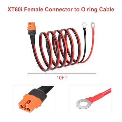 XT60i to O Ring Terminal Cable – Female to O Ring Connector 10FT 12AWG