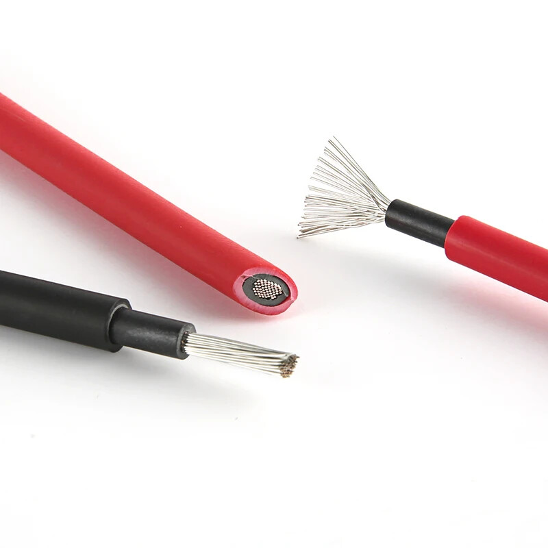 1 Pair PV Cable 2.5/4/6mm² 10-14AWG Black Red Wire with Connector Ends For Solar