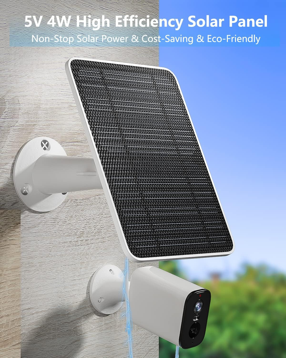 Solar Panel for Security Camera, 5V 4W Solar Panels Charger Compatible with Eufy