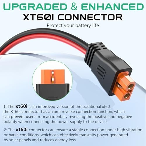 10AWG XT60i Solar Cable 25FT Solar to XT60i Extension Connector for Portable
