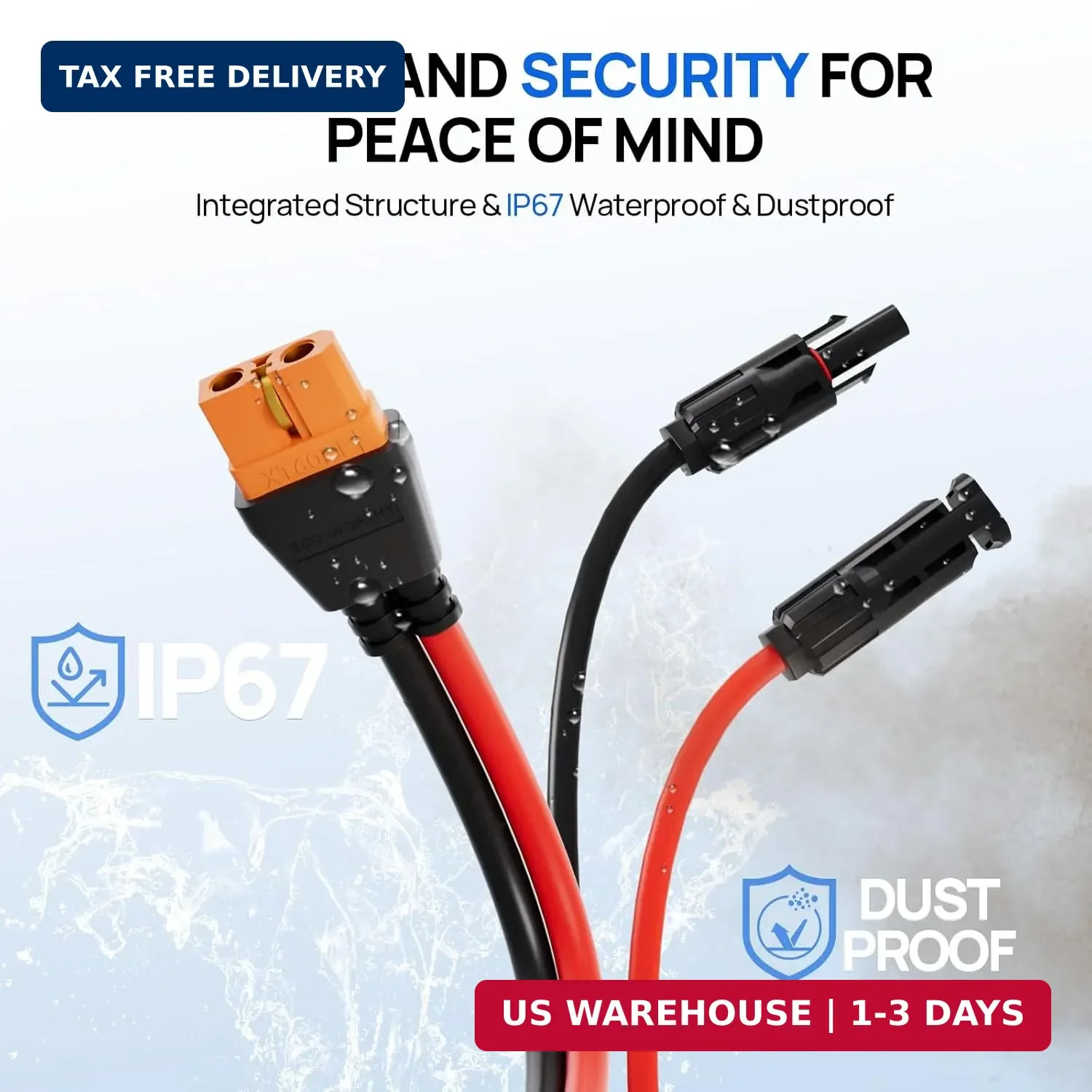 ECO-WORTHY Solar to XT60i Cable 12AWG 10FT Extension Cable Solar Connector to XT