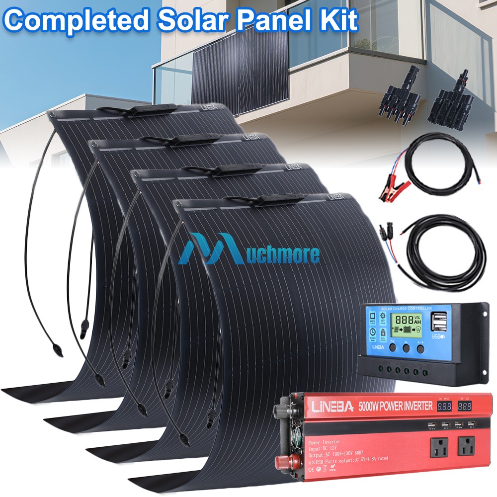 Complete Solar Panel Kit Solar 5000W Power Generator Car Boat Home Grid System
