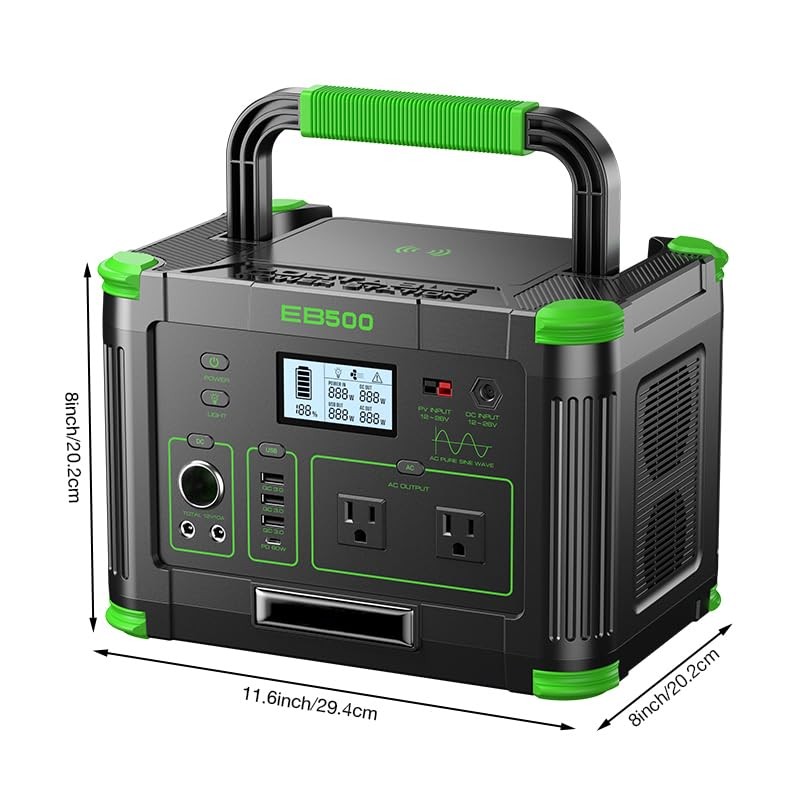 500W Portable Power Station, 519.48Wh Outdoor Solar Generator, 10-Port Powerh…