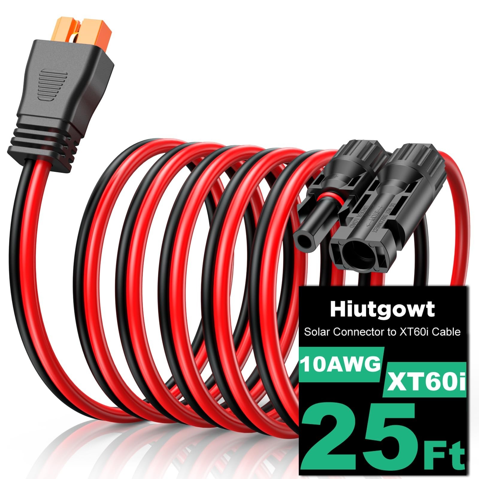 25FT 10AWG Solar XT60i Cable, Solar Panel Connector Extension for Power Stations