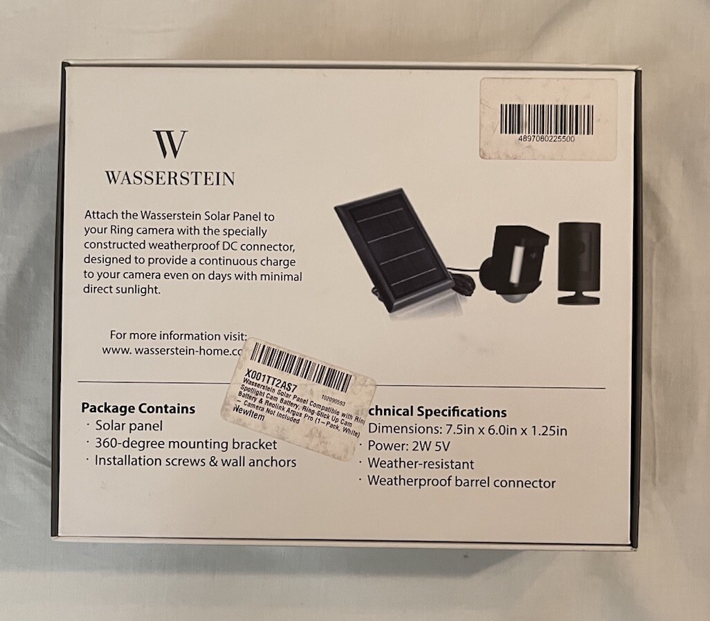Wasserstein Solar Panel Compatible w/ Ring Spotlight/ Stick Up Cam Battery White