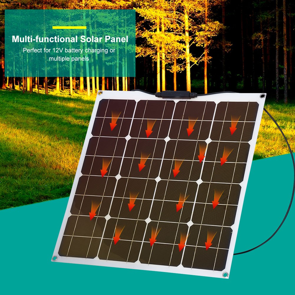 ⊹50W Flexible High Efficiency 12V Solar Panel Outdoor For Home Boat Yacht RV