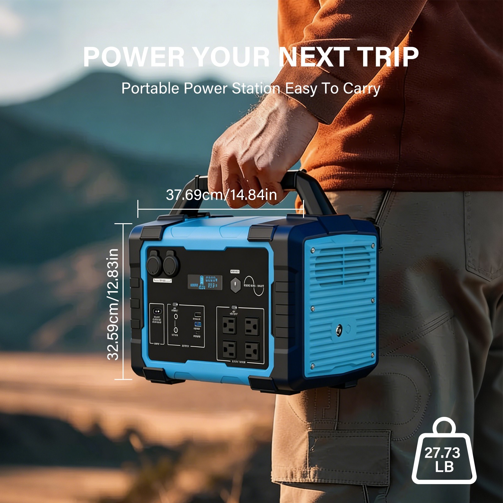 1800W Portable Power Station 2-Way Fast Charging Solar Generator with LED Light