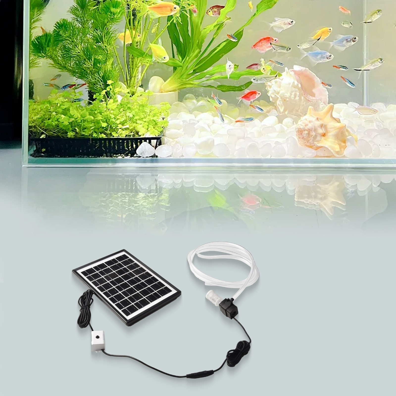 12V Submersible Solar Water Pump Kit with 6W 9V Panel and 8mm 2m Water Tube
