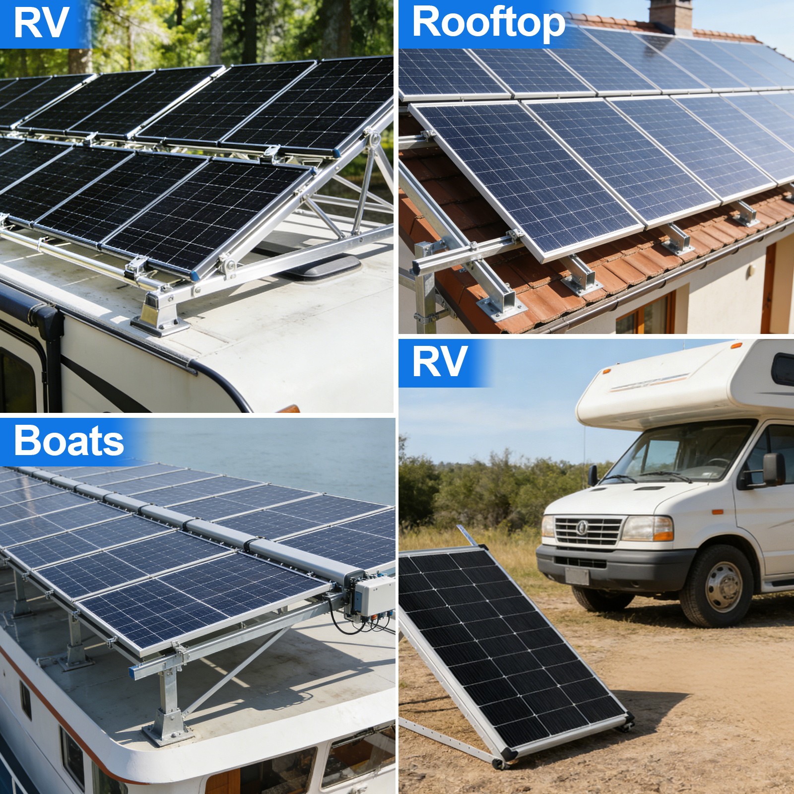 AeternaSol Solar Panel Mounting Brackets System for PV RV Roof Off-Grid Garden