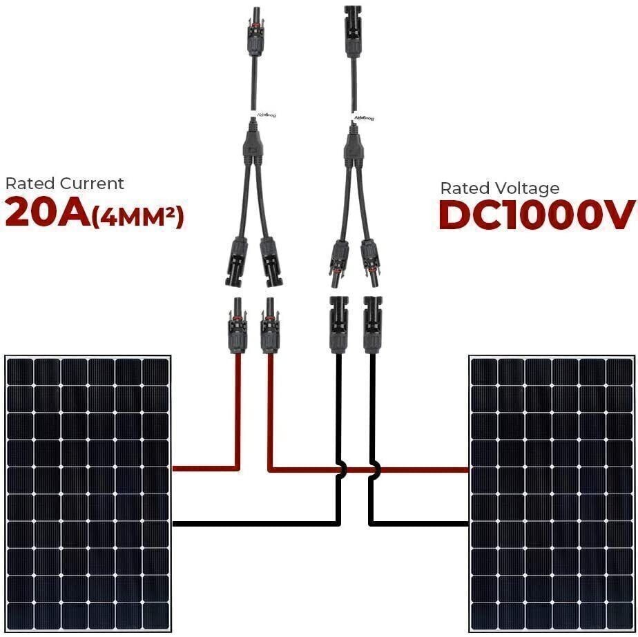 New Solar Panel Y Branch Cable Connection Waterproof Adapter Connector Extension
