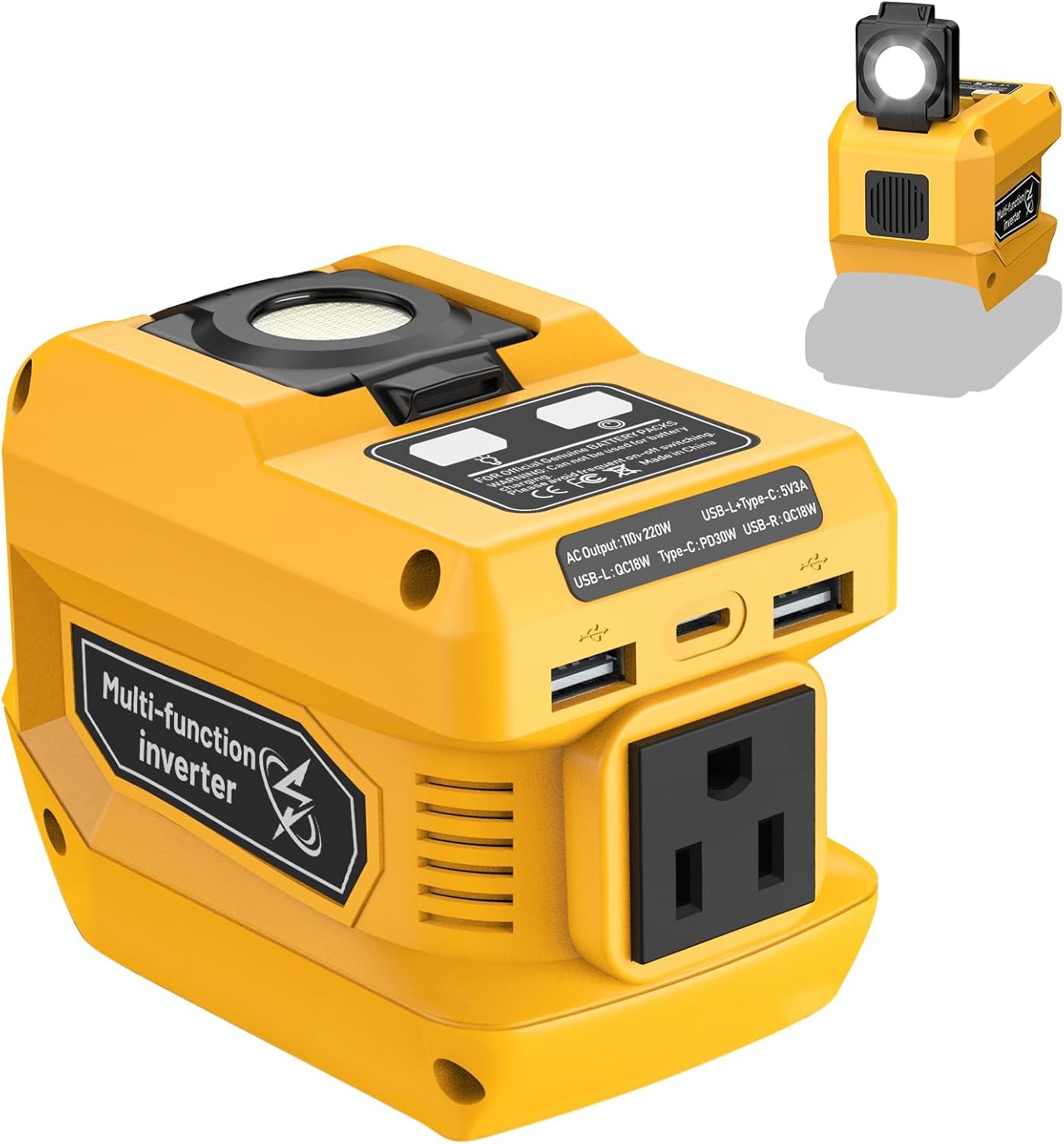 200W Power Inverter for Dewalt 20V Battery, DC 20V to AC 110-120V Battery Inv…