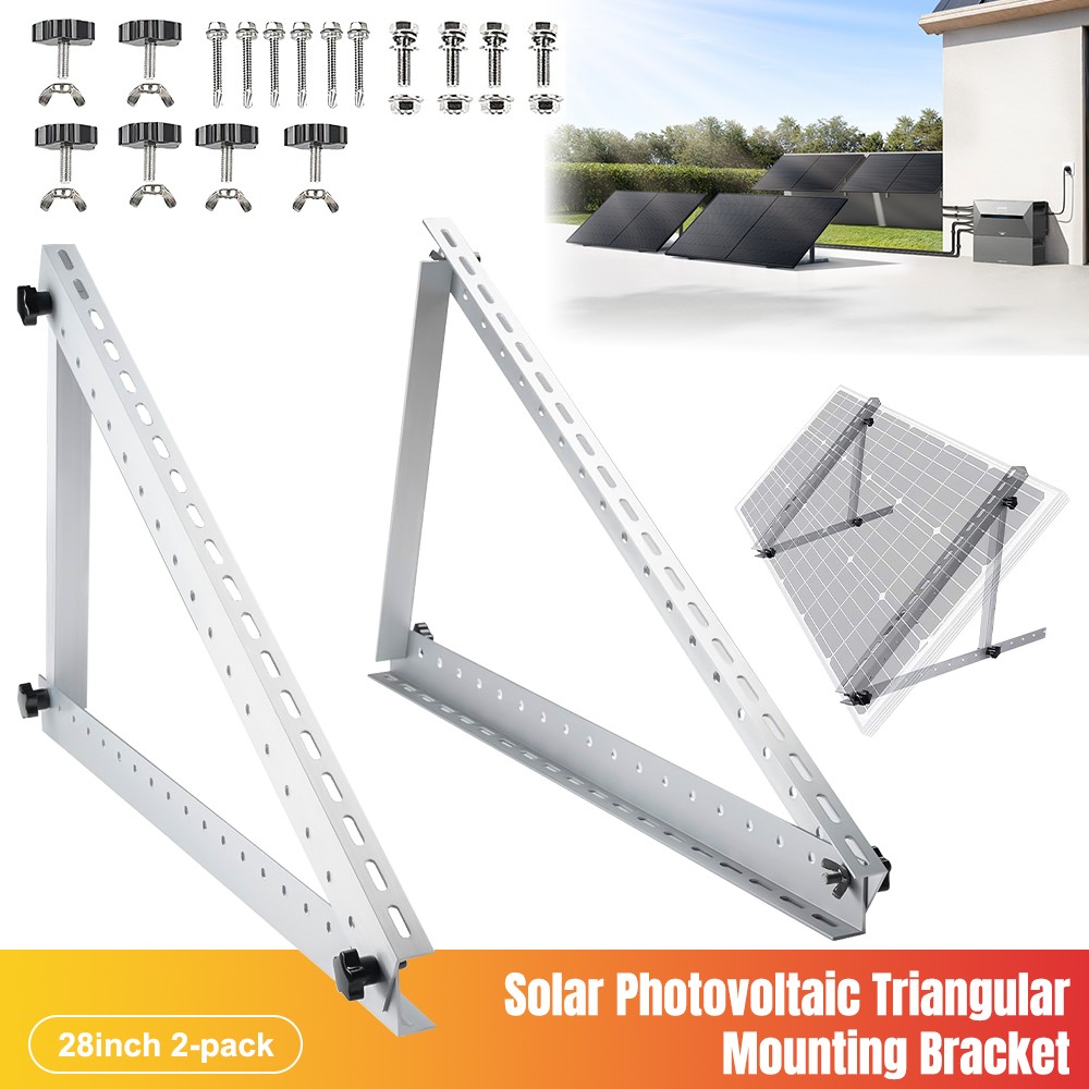 Set Adjustable Rack Solar Panel Stand Tilt Mount Brackets Portable Roof RV Boat