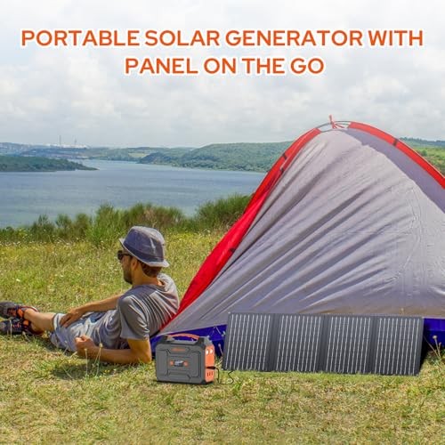 Portable Power Station with Foldable 40W Solar Panel – 100W Solar – Black Gray