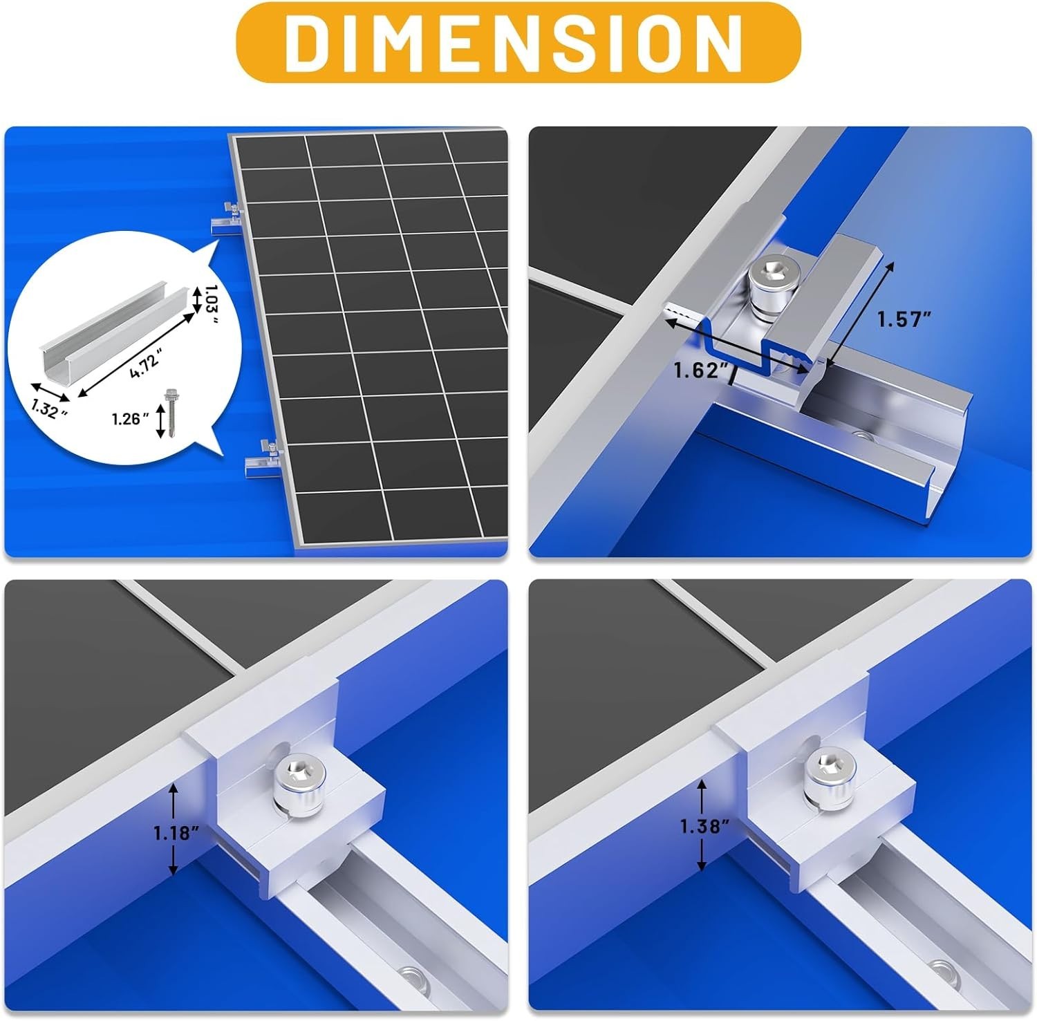 Solar Panel Mounting Kit with Clamps and Rails