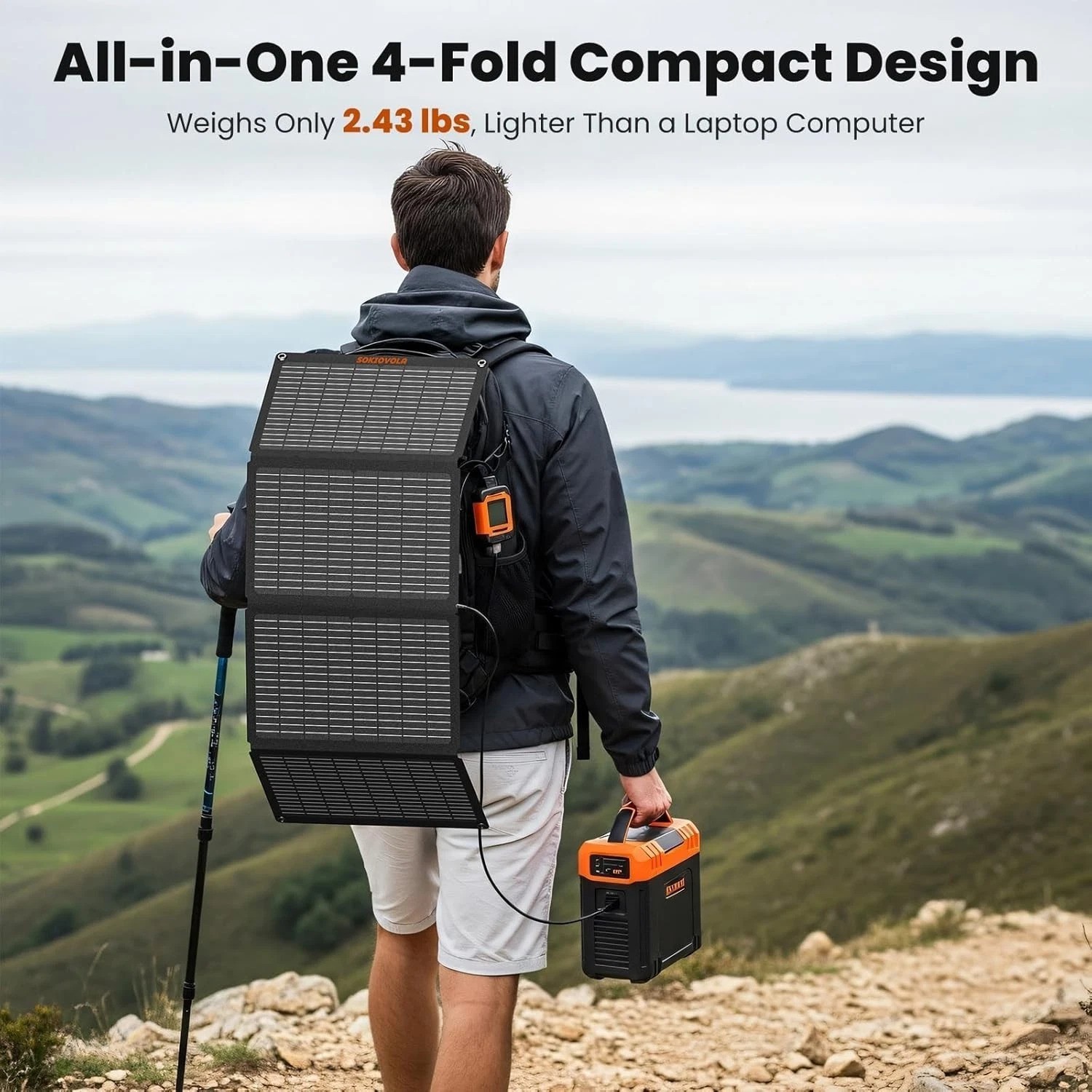 Efficient 50W Waterproof Solar Charger – Portable USB & DC Output for Camping
