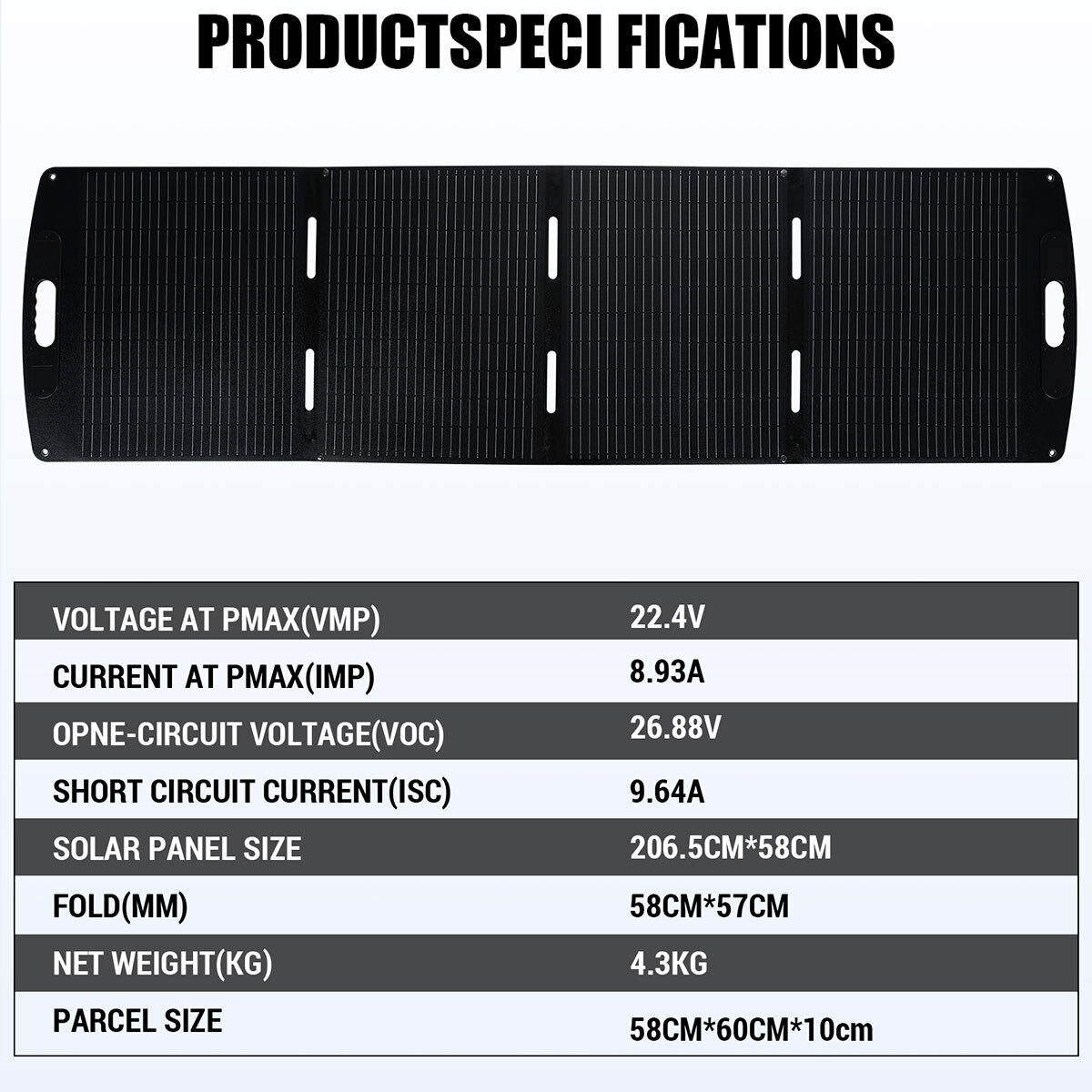 Monocrystalline Solar Panel 200W Foldable ETFE w/ Controller for RV Camping Boat