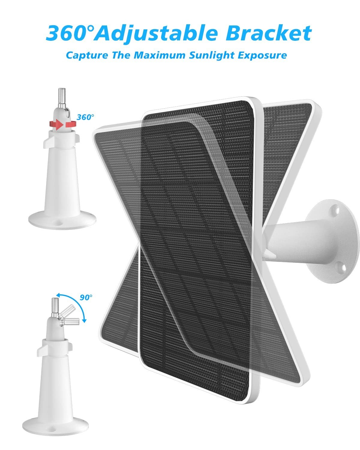 Solar Panel Charger for Arlo Pro 5S/4/3 & Floodlight, 6V 4.5W, IP65 Weatherproof