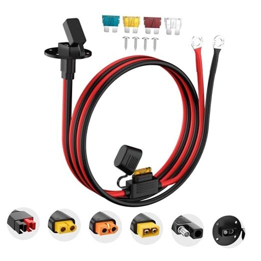 12AWG SAE Power Socket Length:5FT; 1Piece SAE Socket to O Ring 12AWG Cable