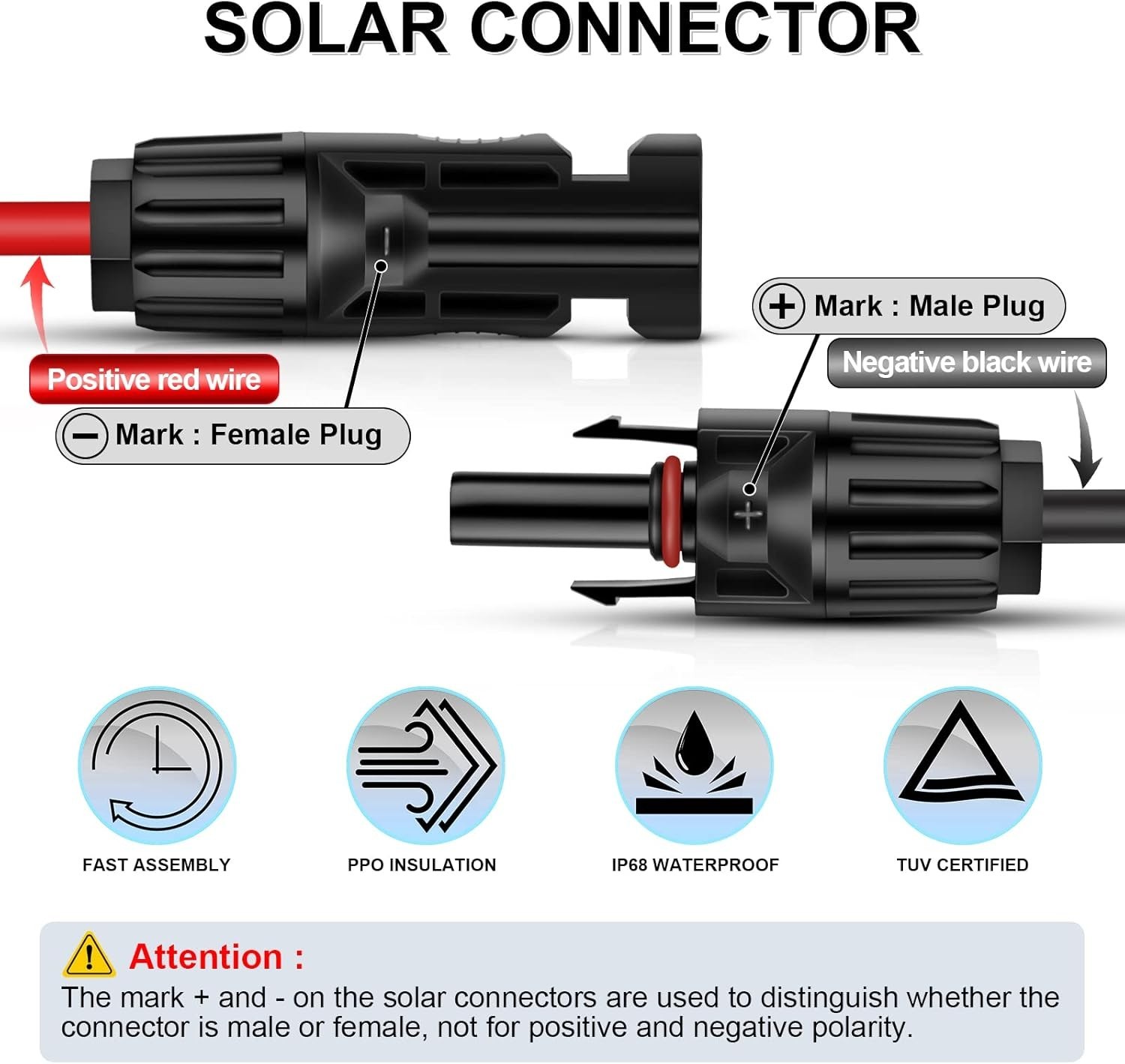Heavy-Duty 6ft Solar Extension Cable – Male-to-Female UV and Moisture Resistant