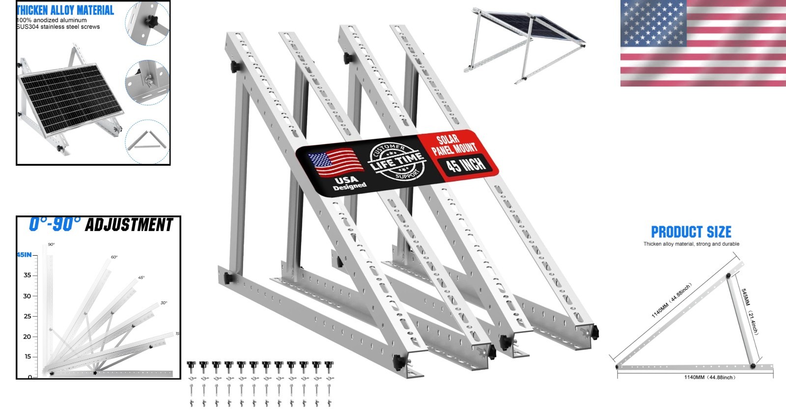 Universal Adjustable Solar Mount Brackets for Secure Panel Installation – 2 Sets