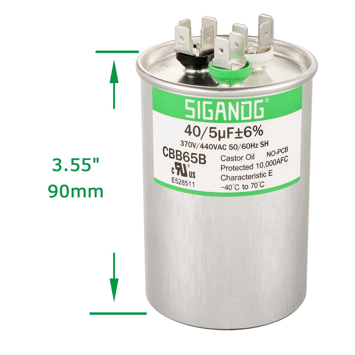 40/5 uF 40+5 MFD 370V or 440V CBB65 Dual Run Start Round Capacitor 40 5 uF MF…