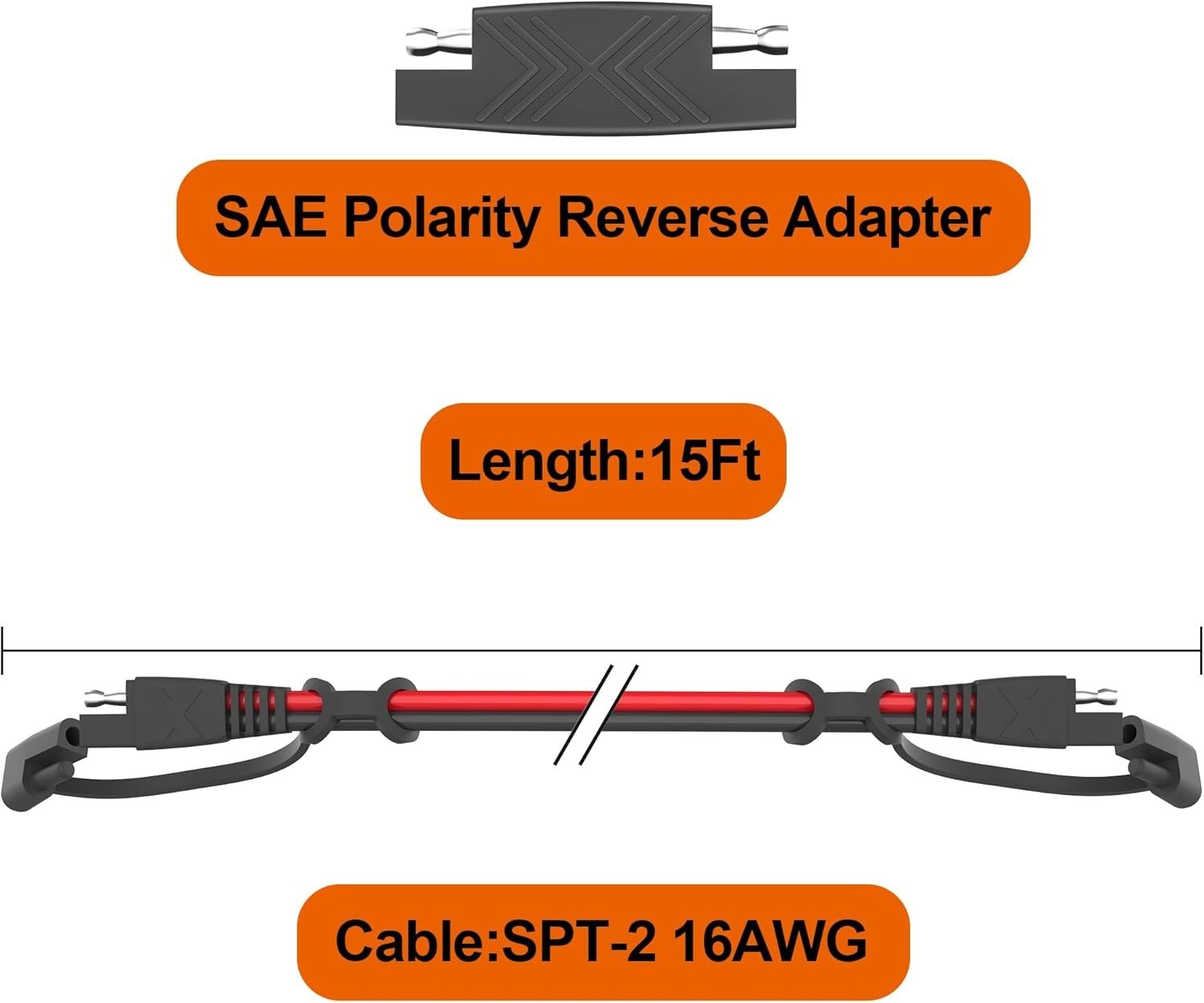 15ft SAE Connector, Solar Panel Extension Cable, Quick Disconnect Wire for Au…