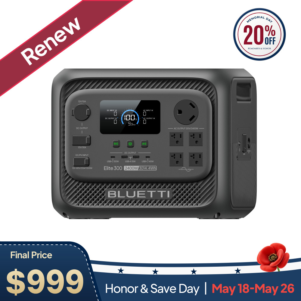 BLUETTI Elite 300 3014Wh 2400W Portable Power Station for Home Back-up Camping