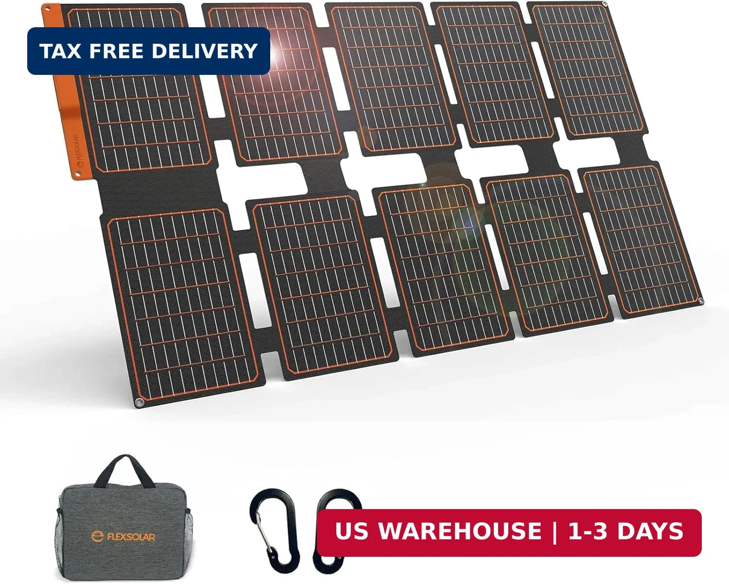 FlexSolar 100W Portable Solar Panels Chargers with PD3.0 USB-C,QC3.0 USB-A and D