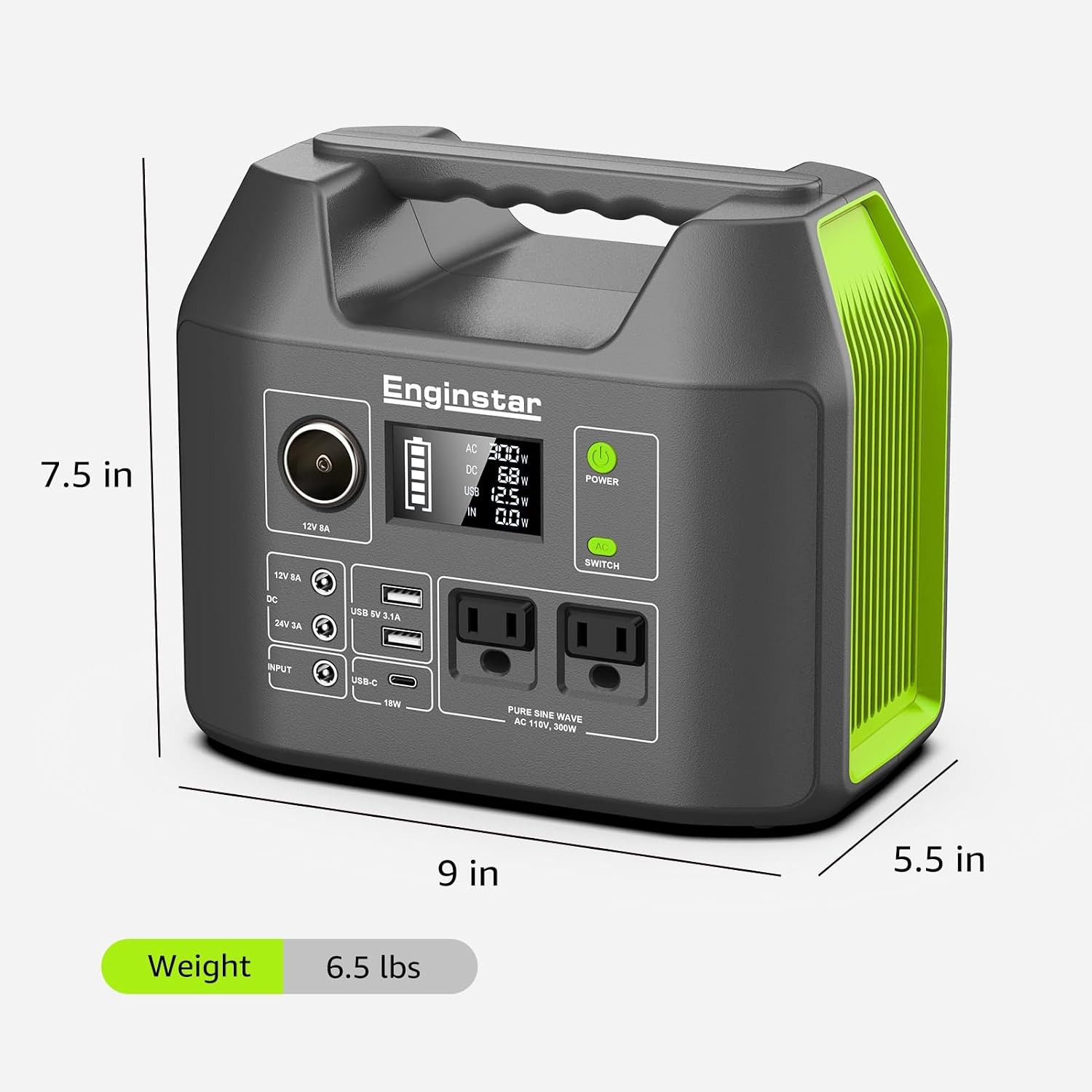 EnginStar 300W Portable Solar Generator 296Wh Backup Power