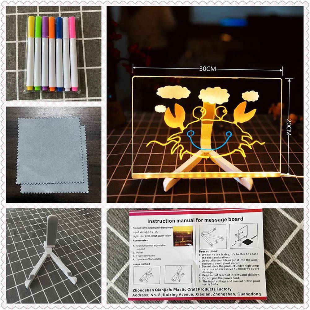 LED For Kids Drawing and Writing Board Acrylic DIY Kit with Accessories