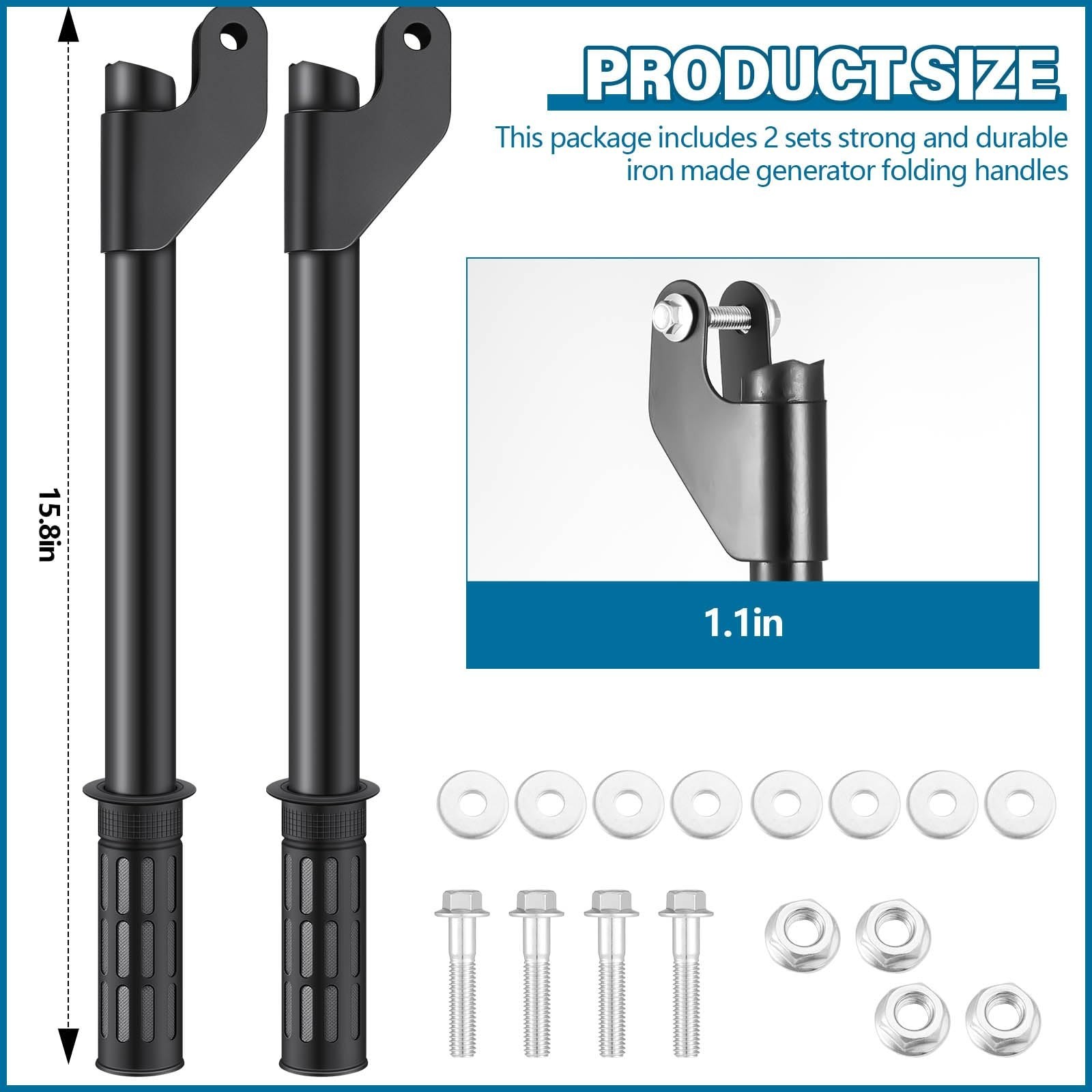4 Pcs Generator Handle Kit, 15.8 In Folding Handles with Assembly Hardware- SALE