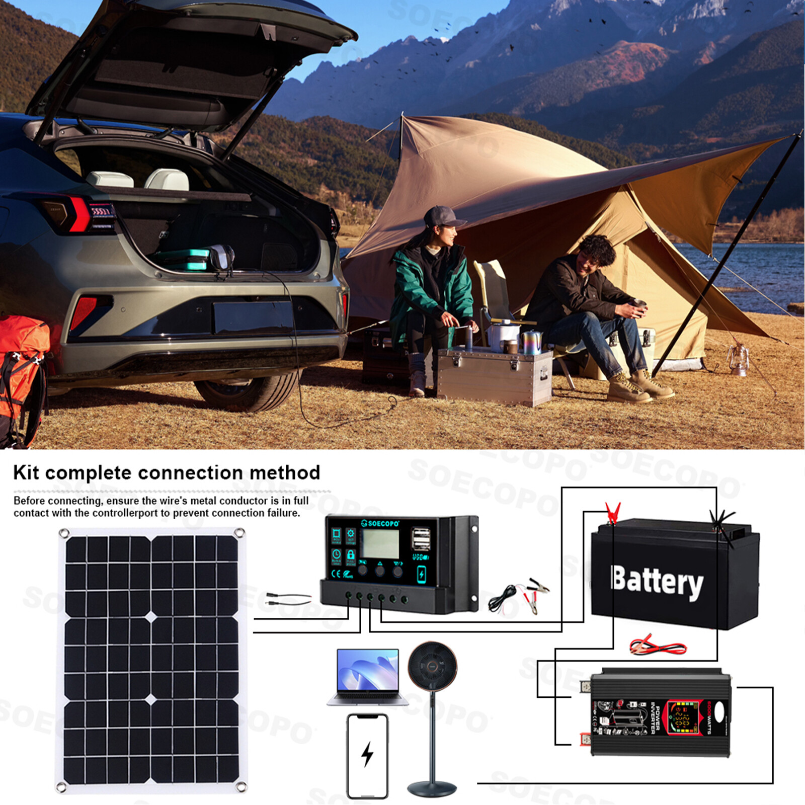 6000W Solar Generator 500W Panel 12V DC to 220V110V Inverter 100A ControllerNZ