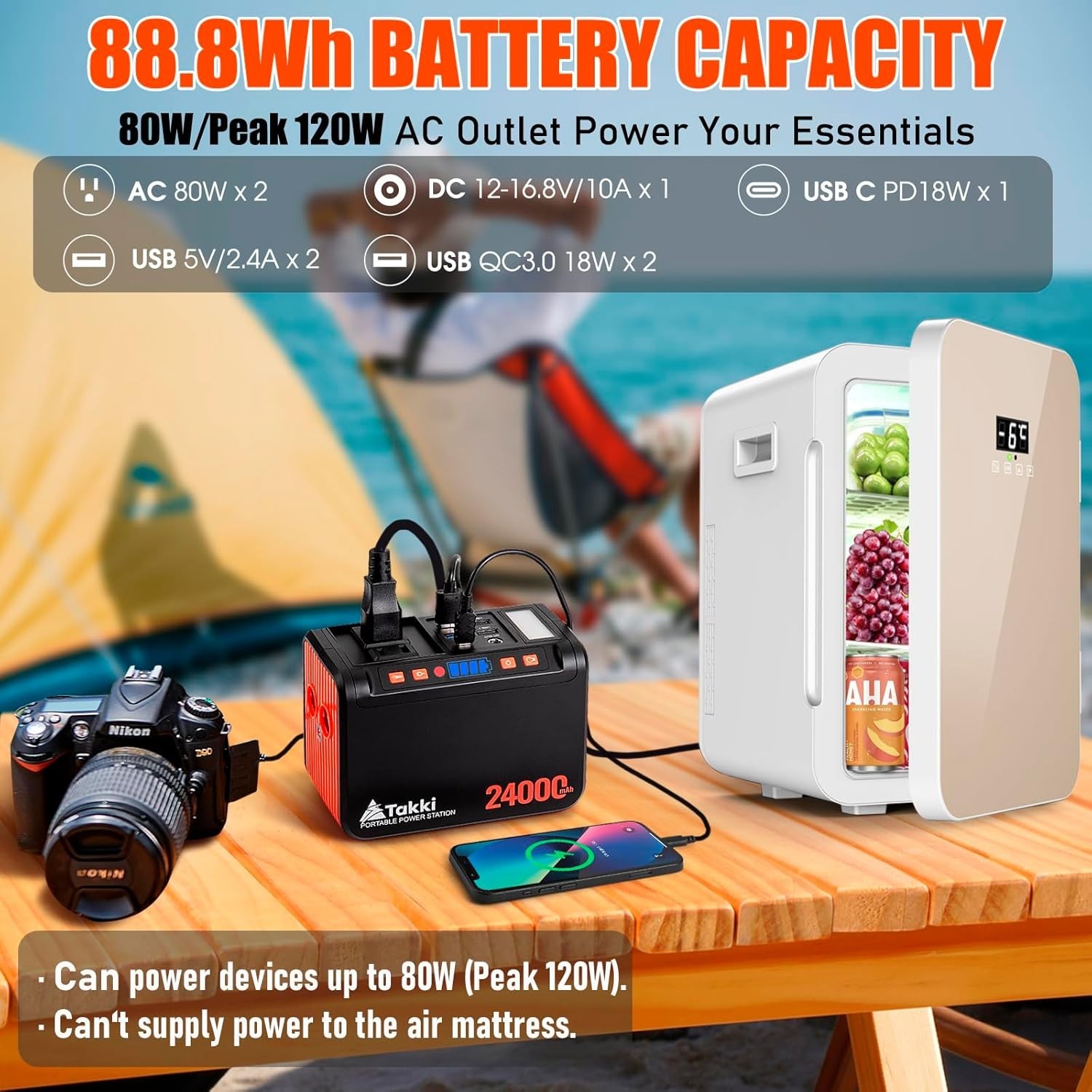 88.8Wh Portable Power Station Lithium Battery Small Generator Power Bank with…
