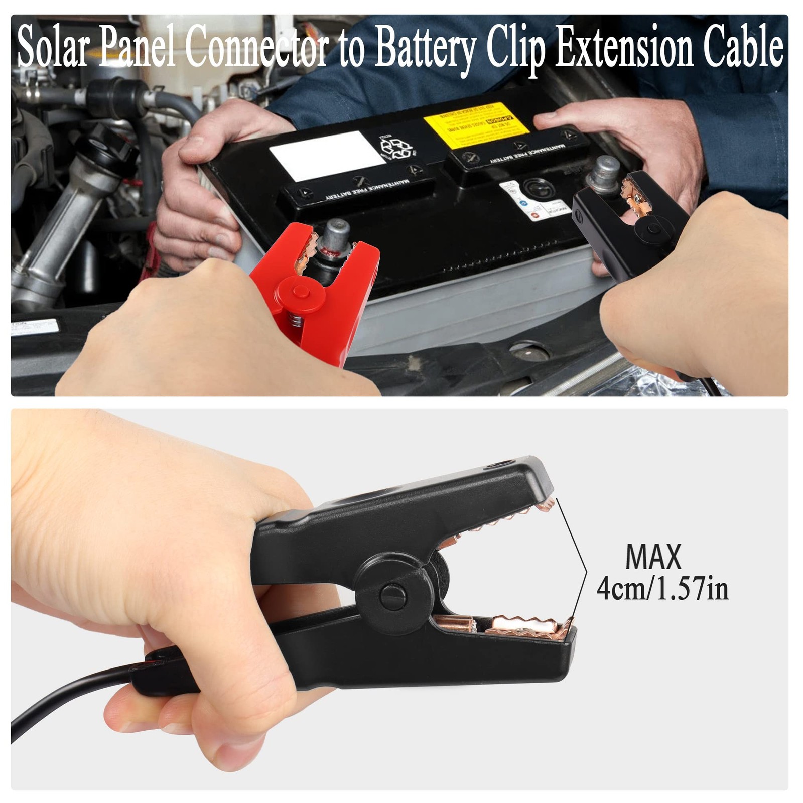 Solar Panel Connector Cable 12AWG Solar Panel Connector to Battery Clip Exten…