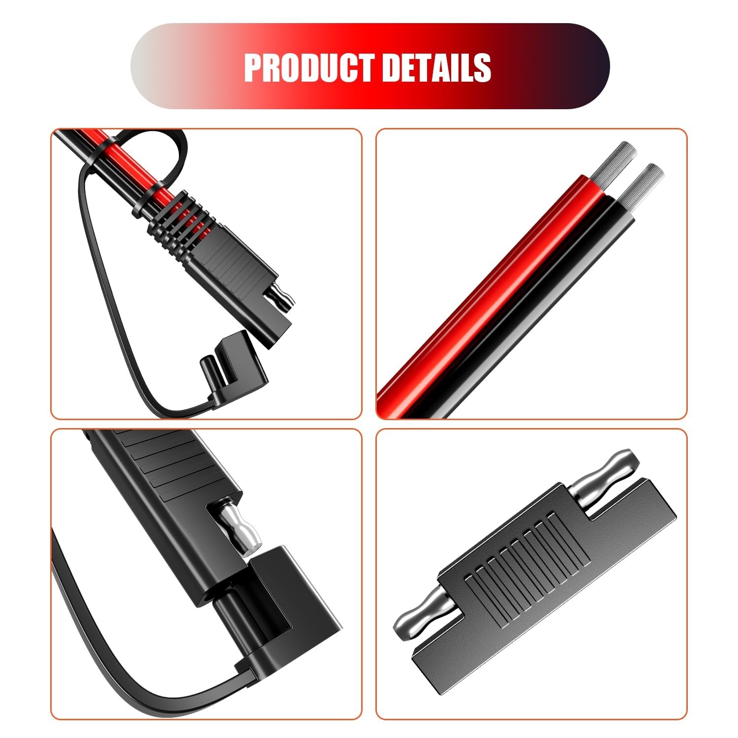 4 Pack SAE Extension Cable, 14Awg 30Cm Automotive Dc Power Extension for Sola…
