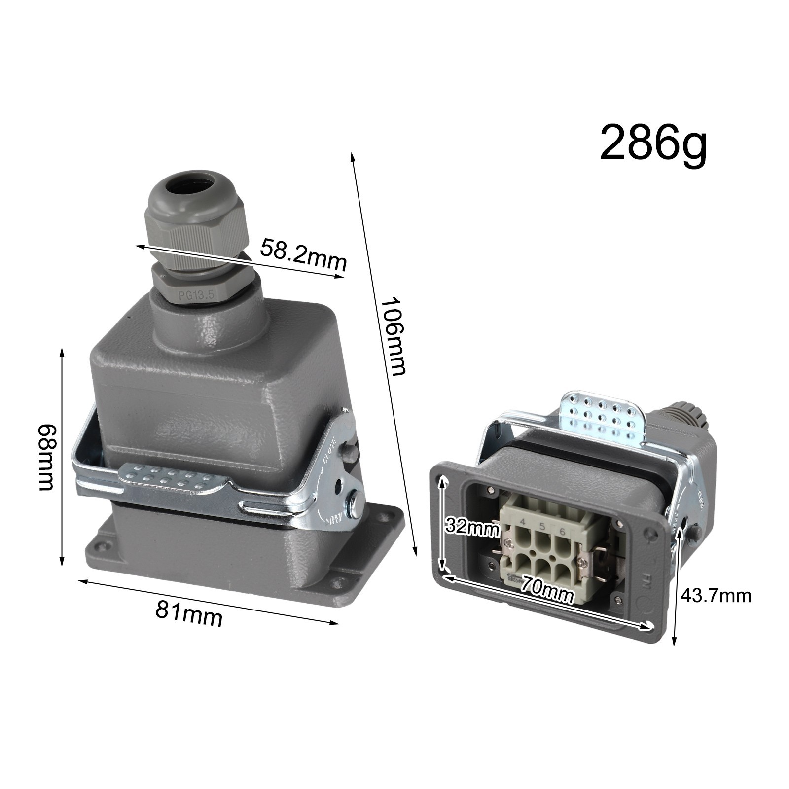 Reliable 6 Pin Industrial Rectangular Connector Resistant to Extreme Conditions