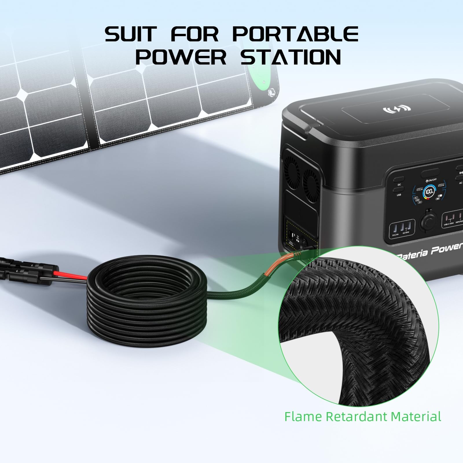 Extension Cable Power Solar XT60 12AWG 10Ft Solar Connectors Caps RV Generator