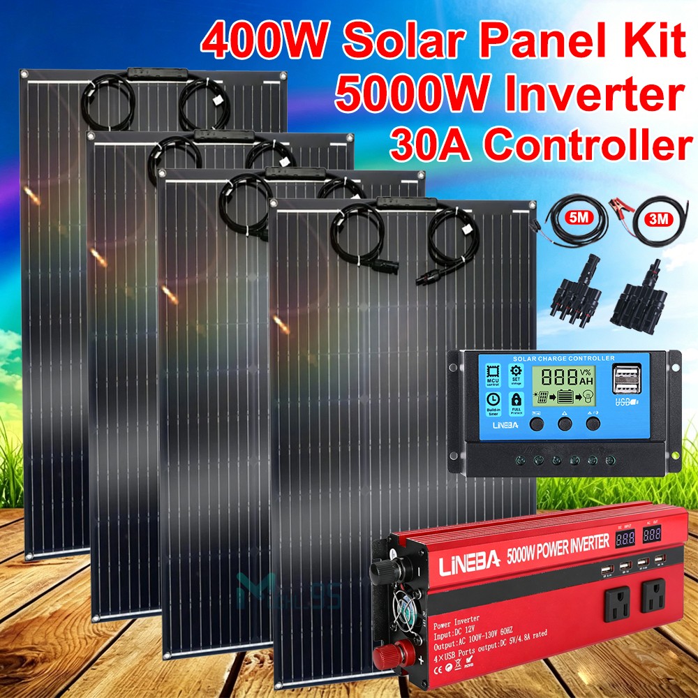 5000W Solar Kit | Includes Inverter 12V/24V, 400W Solar Panels, 30A Controller