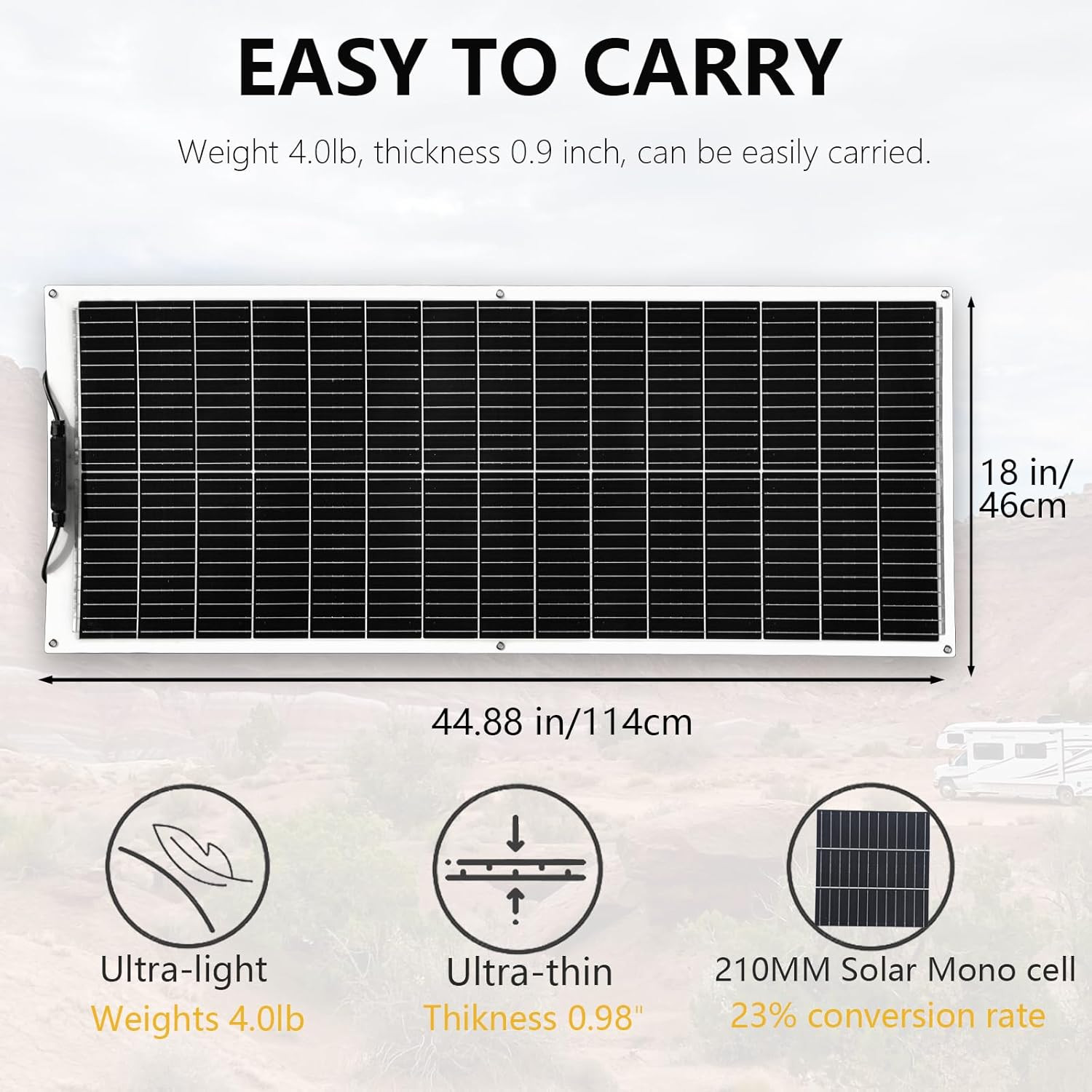 Solar Panel 200W 12V Flexible System Kit,2X100W Monocrystalline Fiberglass Modul